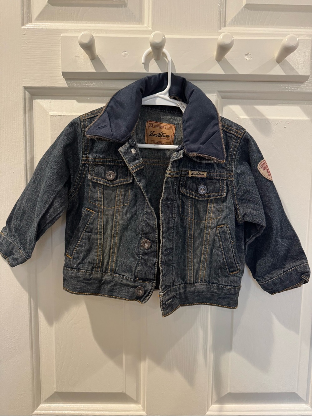 Levi's Dark Blue Denim Kids Jacket with Navy Collar